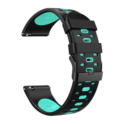 22mm 3 Rows Holes Bi-color Silicone Soft Watch Band for Samsung Galaxy Watch3 45mm/Galaxy Watch 46mm/Gear S3 Frontier/Gear S3 Classic - Black/Teal - 1