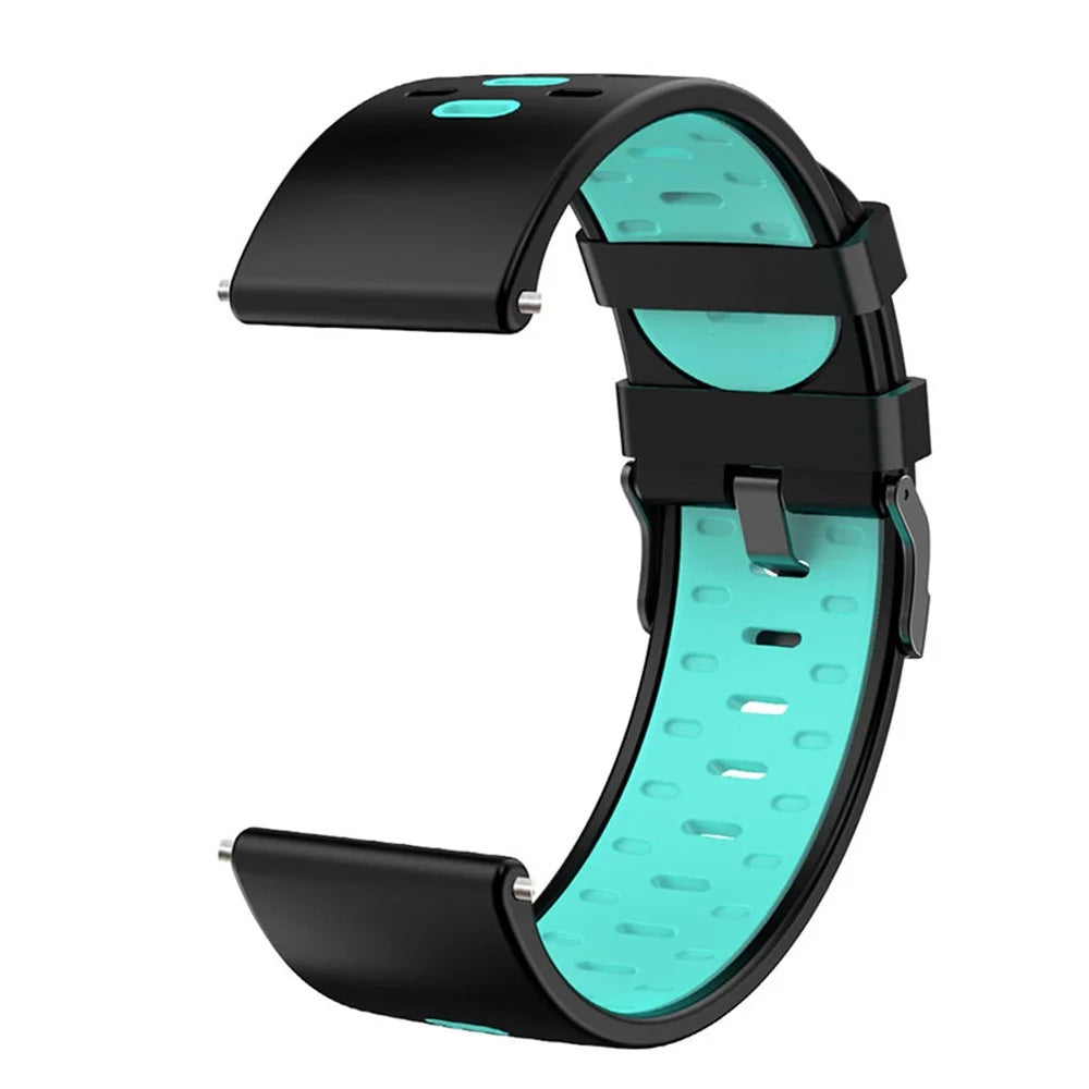 22mm 3 Rows Holes Bi-color Silicone Soft Watch Band for Samsung Galaxy Watch3 45mm/Galaxy Watch 46mm/Gear S3 Frontier/Gear S3 Classic - Black/Teal - 2