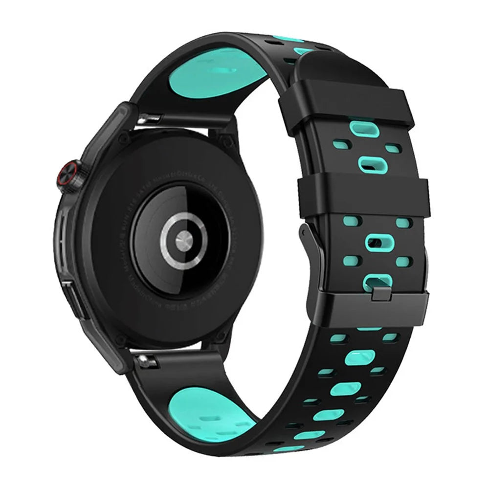 22mm 3 Rows Holes Bi-color Silicone Soft Watch Band for Samsung Galaxy Watch3 45mm/Galaxy Watch 46mm/Gear S3 Frontier/Gear S3 Classic - Black/Teal - 3