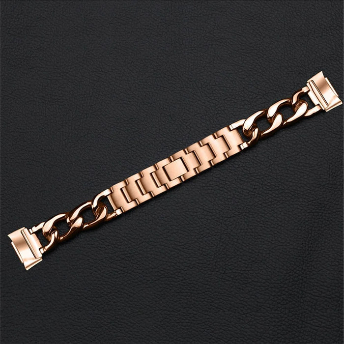 Replacement Watch Band Single Row Chain Watch Strap for Fitbit Charge 6 / 5 - Rose Gold - 3