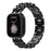 Stainless Steel + PU Leather Chain Watch Band Wrist Strap for Fitbit Versa/Versa 2/Versa Lite/Versa SE - Black/Black Leather - 1