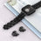 Stainless Steel + PU Leather Chain Watch Band Wrist Strap for Fitbit Versa/Versa 2/Versa Lite/Versa SE - Black/Black Leather - 2