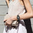 Stainless Steel + PU Leather Chain Watch Band Wrist Strap for Fitbit Versa/Versa 2/Versa Lite/Versa SE - Black/Black Leather - 3