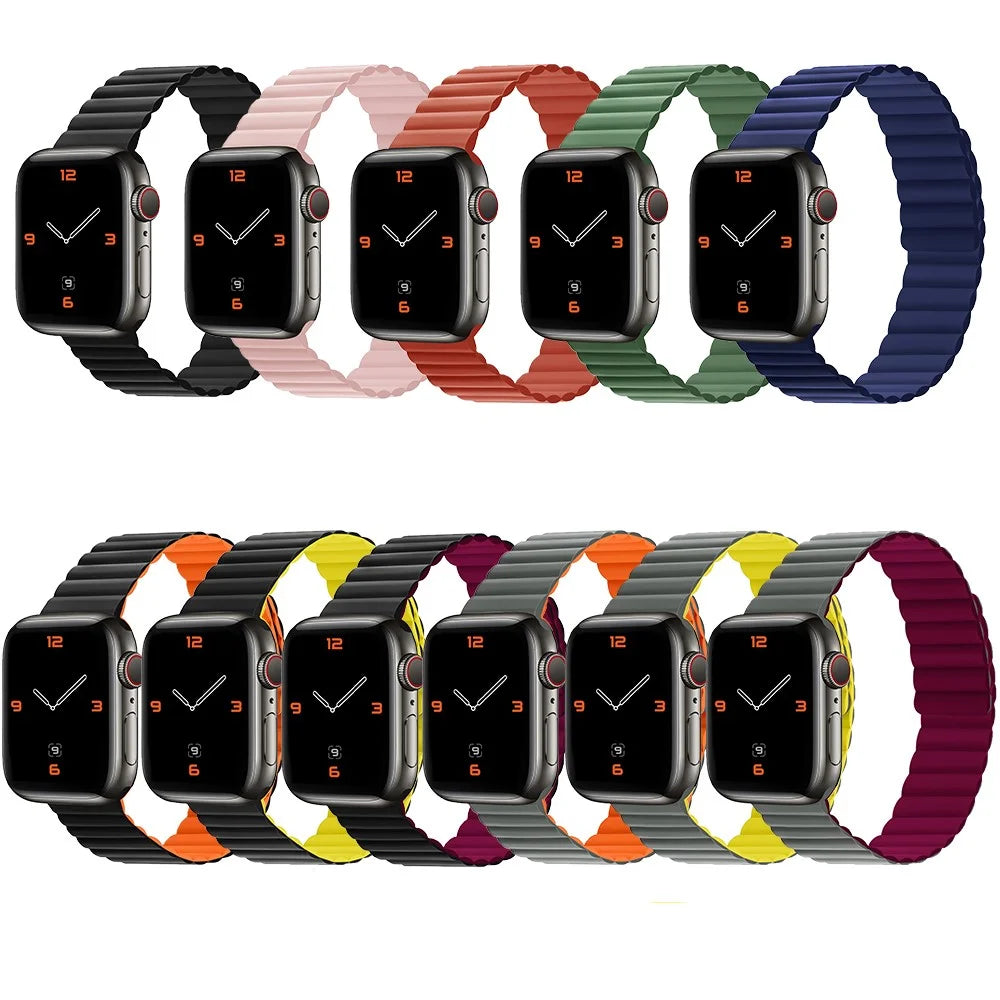 Dual Color Silicone Smart Watch Band for Apple Watch Series 11 10 42mm / 9 8 7 41mm / SE3 SE2 SE 6 5 4 40mm / 3 2 1 38mm - Pink - 4
