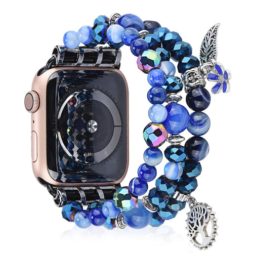 Blue Crystal Beaded Bracelet Watch Strap with Pendant for Apple Watch Series 11 10 42mm / 9 8 7 41mm / SE3 SE2 SE 6 5 4 40mm / 3 2 1 38mm - 1