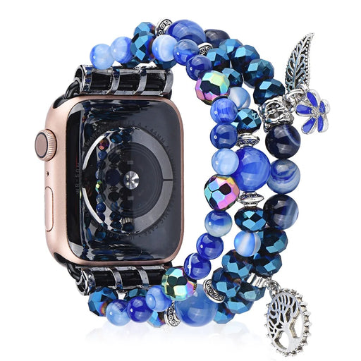 Blue Crystal Beaded Bracelet Watch Strap with Pendant for Apple Watch Series 11 10 42mm / 9 8 7 41mm / SE3 SE2 SE 6 5 4 40mm / 3 2 1 38mm - 1