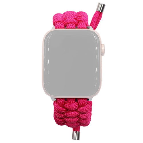Pulling Adjustable Braided Rope Wrist Strap Replacement Watch Band for Apple Watch Series 11 10 42mm / 9 8 7 41mm / SE3 SE2 SE 6 5 4 40mm / 3 2 1 38mm - Pink - 1