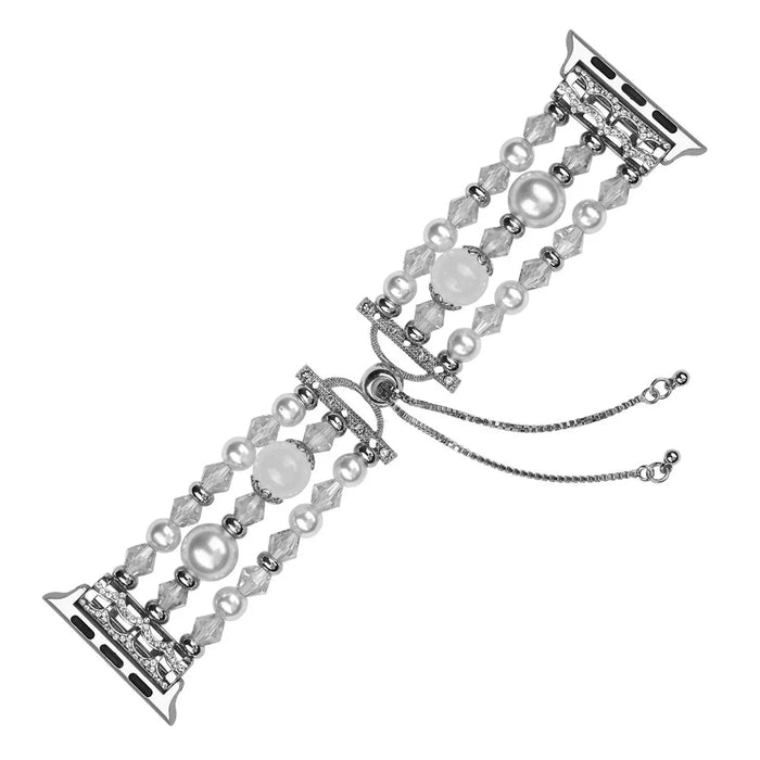 Stylish Agate Pearl Watch Strap Replacement Band for Apple Watch Series 11 10 42mm / 9 8 7 41mm / SE3 SE2 SE 6 5 4 40mm / 3 2 1 38mm - Agate / White - 3