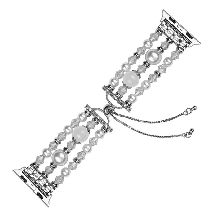 Stylish Agate Pearl Watch Strap Replacement Band for Apple Watch Series 11 10 42mm / 9 8 7 41mm / SE3 SE2 SE 6 5 4 40mm / 3 2 1 38mm - Agate / White - 4