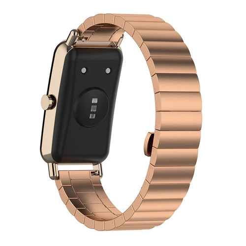 1-Bead Metal Watch Strap Replacement 16mm Wrist Strap Watch Band for Huawei Watch Fit Mini / Keep B4 - Rose Gold - 1