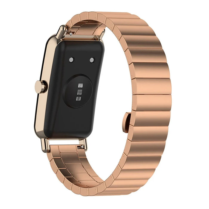 1-Bead Metal Watch Strap Replacement 16mm Wrist Strap Watch Band for Huawei Watch Fit Mini / Keep B4 - Rose Gold - 1