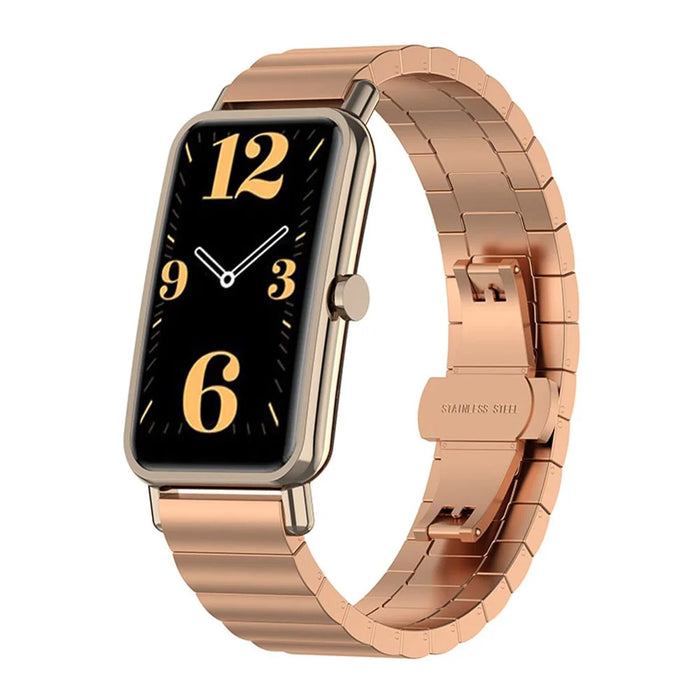 1-Bead Metal Watch Strap Replacement 16mm Wrist Strap Watch Band for Huawei Watch Fit Mini / Keep B4 - Rose Gold - 2