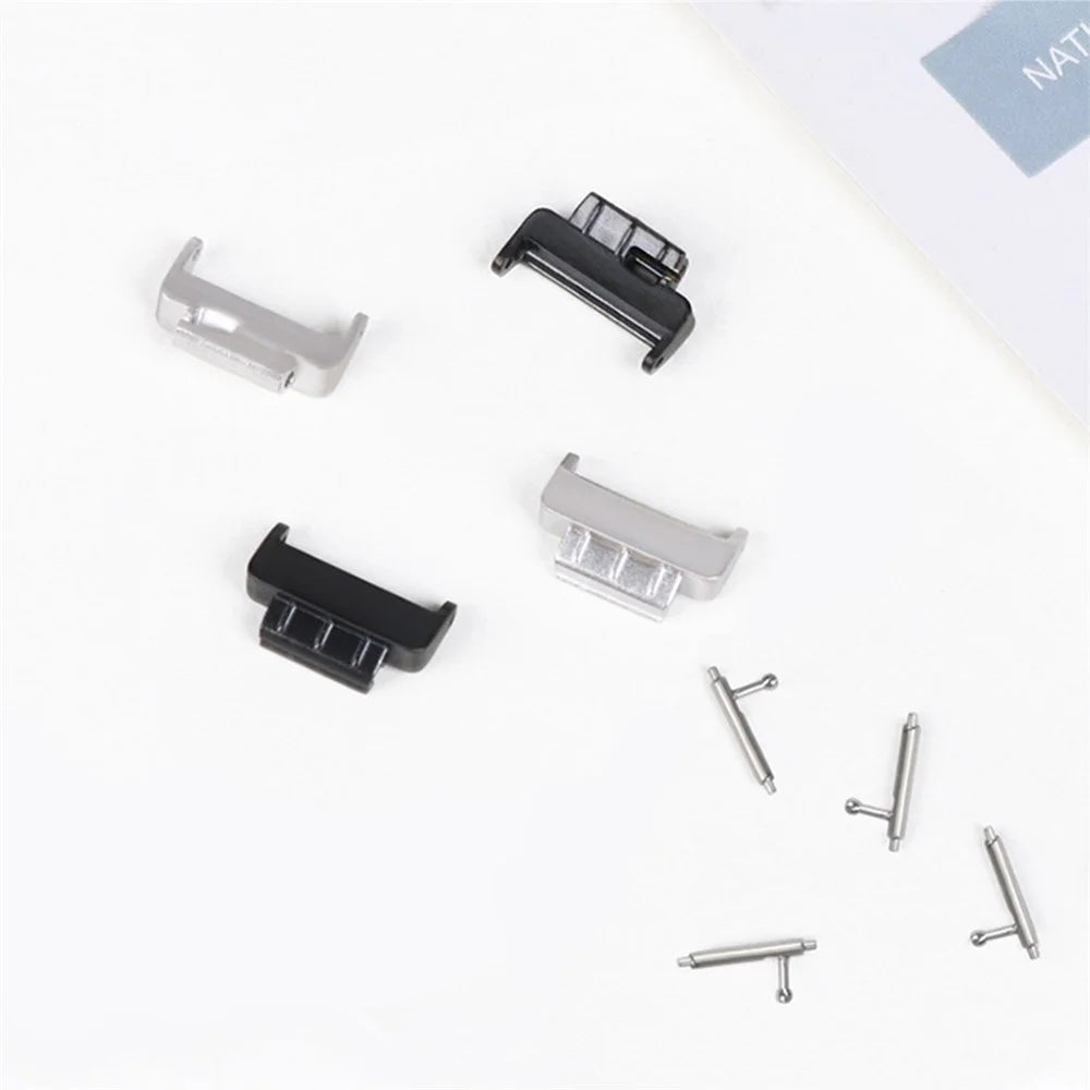 1 Pair 14mm Stainless Steel Watch Strap Band Connector Adapter for Fitbit Inspire/Fitbit Inspire HR - Black - 5