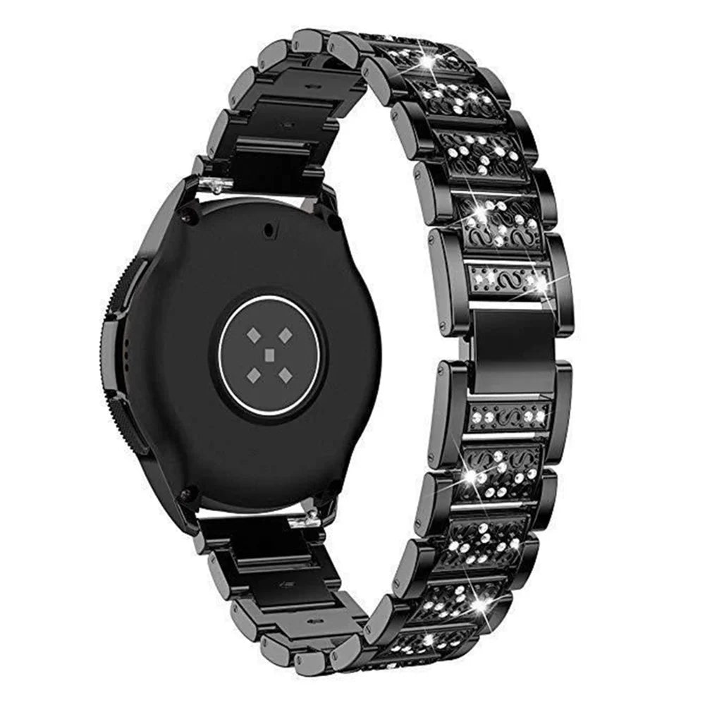 18mm 3-beads Rhinestone Decor Smart Watch Strap Metal Wrist Band for Garmin Venu 2S/Vivoactive 4S - Black - 1