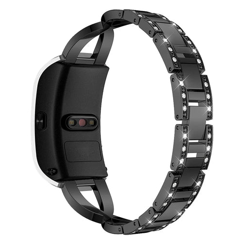 18mm Rhinestone Decor X Design Metal Watch Band Wrist Strap Replacement for Garmin Venu 2S/Vivoactive 4S - Black - 1