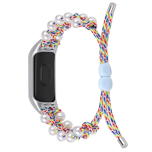 Pearl Decor Adjustable Braided Rope Replacement Watchband Smart Watch Wrist Strap for Xiaomi Mi Band 5/6 - Colorful - 1