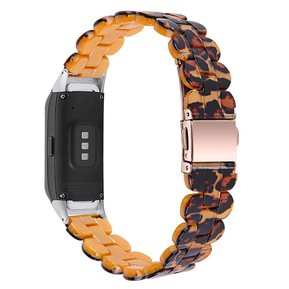 Stylish Oval Resin Smart Watch Band Replacement Wrist Strap with Stainless Steel Buckle for Samsung Galaxy Fit SM-R370 - Leopard Print - 1