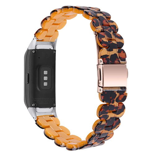 Stylish Oval Resin Smart Watch Band Replacement Wrist Strap with Stainless Steel Buckle for Samsung Galaxy Fit SM-R370 - Leopard Print - 1