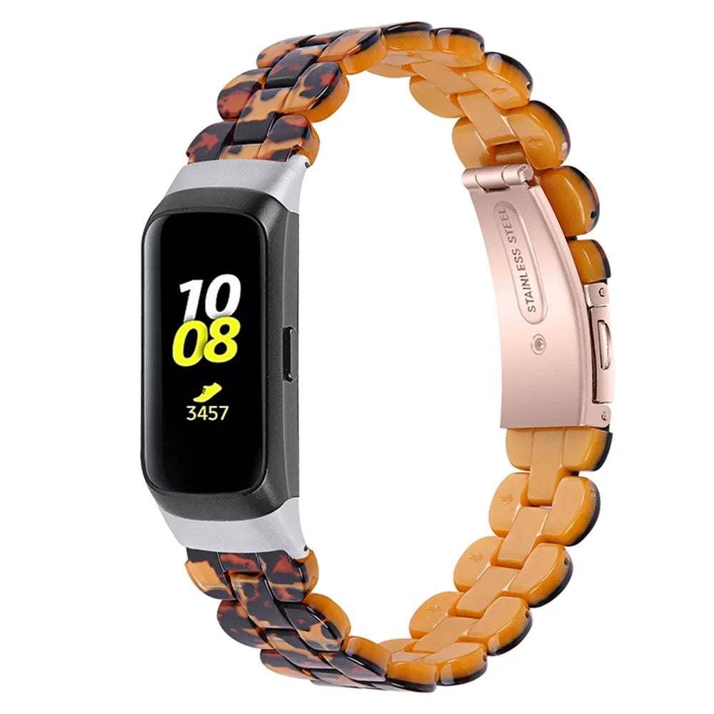 Stylish Oval Resin Smart Watch Band Replacement Wrist Strap with Stainless Steel Buckle for Samsung Galaxy Fit SM-R370 - Leopard Print - 2