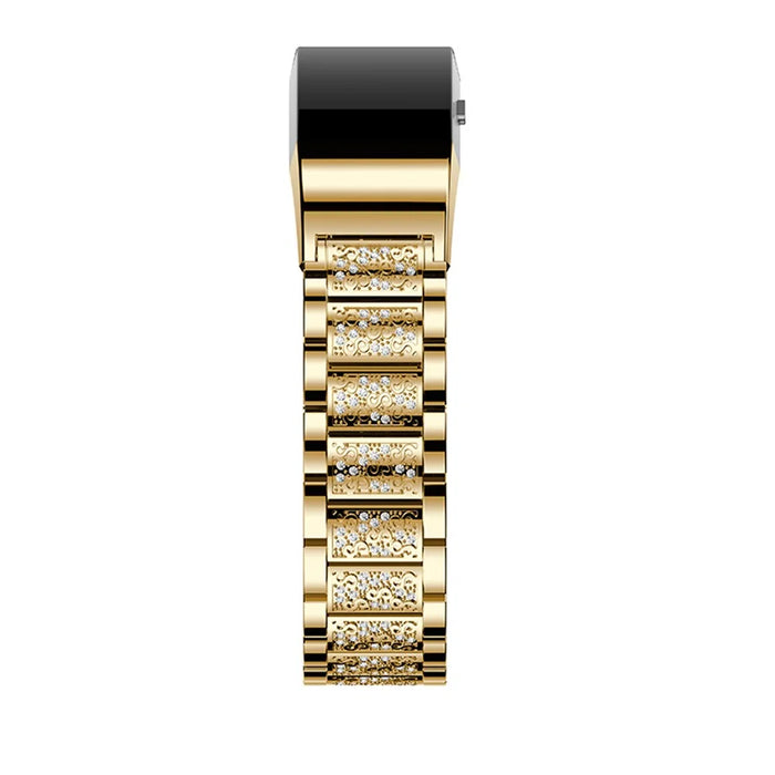 Three Beads Rhinestones Decor Metal Wrist Strap Replacement Watchband for Fitbit Charge 2/Charge 2 HR - Gold - 4