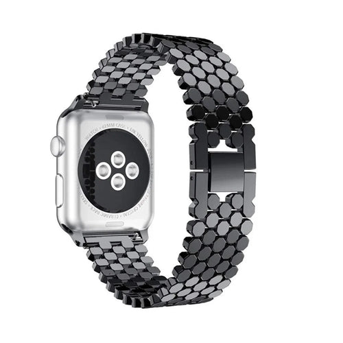 Fish Scale Design Metal Smartwatch Strap Replacement Wrist Band for Apple Watch Series 10 42mm / 9 8 7 41mm / 6 5 4 SE SE (2022) SE (2023) 40mm / 3 2 1 38mm - Black - 1