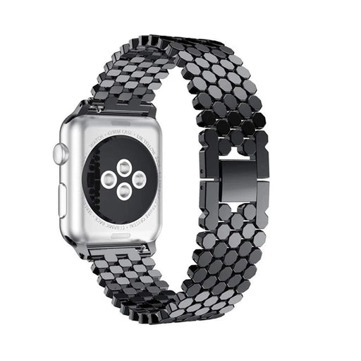 Fish Scale Design Metal Smartwatch Strap Replacement Wrist Band for Apple Watch Series 10 42mm / 9 8 7 41mm / 6 5 4 SE SE (2022) SE (2023) 40mm / 3 2 1 38mm - Black - 1