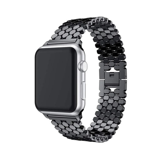 Fish Scale Design Metal Smartwatch Strap Replacement Wrist Band for Apple Watch Series 10 42mm / 9 8 7 41mm / 6 5 4 SE SE (2022) SE (2023) 40mm / 3 2 1 38mm - Black - 2