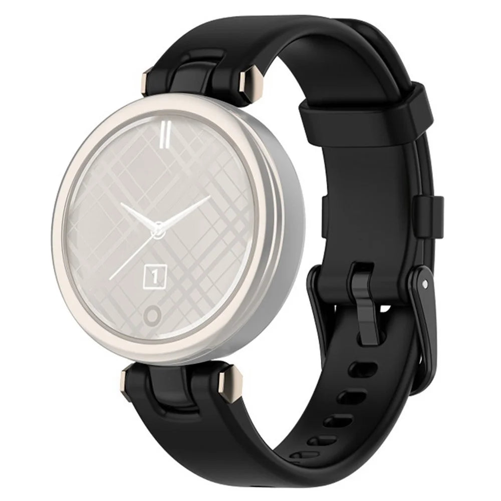 Solid Color Silicone Wrist Band Adjustable Watch Strap with Tools for Garmin Lily - Black - 1