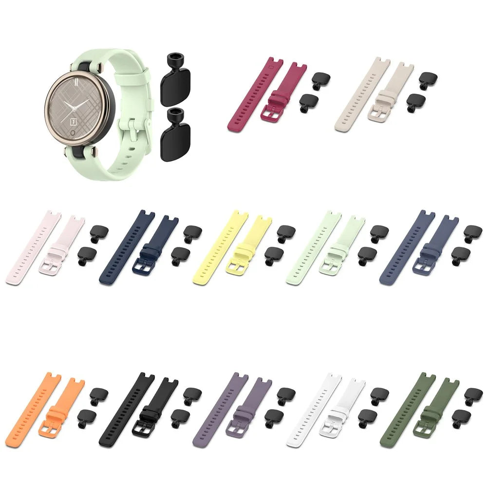 Solid Color Silicone Wrist Band Adjustable Watch Strap with Tools for Garmin Lily - Black - 6