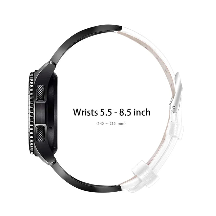 For TicWatch Pro/GTX Rhinestones Decor Ceramic+Cowhide Leather Strap Replacement Watchband - White - 2