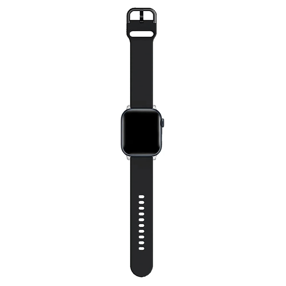 For Apple Watch Ultra 3 2 1 49mm / Series 11 10 46mm / 9 8 7 45mm / SE3 SE2 SE 6 5 4 44mm / 3 2 1 42mm Adjustable Silicone Watch Band Replacement Strap with Active Iron Buckle - Black - 4