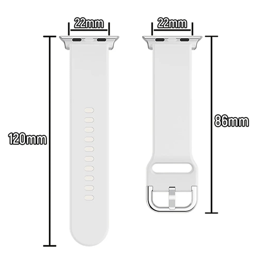For Apple Watch Series 11 10 42mm / 9 8 7 41mm / SE3 SE2 SE 6 5 4 40mm / 3 2 1 38mm Silicone Smartwatch Band Replacement Wrist Strap with Active Iron Buckle - White - 6