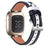 For Fitbit Versa 3/Sense Splicing Design Wrist Strap Top Layer Cowhide Leather Replacement Watch Band - Black/White - 1
