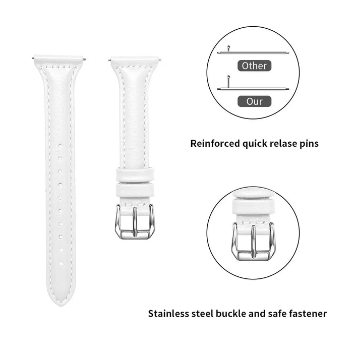 For Fitbit Versa 2/Versa/Versa Lite/Versa SE Stylish Cowhide Genuine Leather Replacement Smart Watch Strap - White - 3