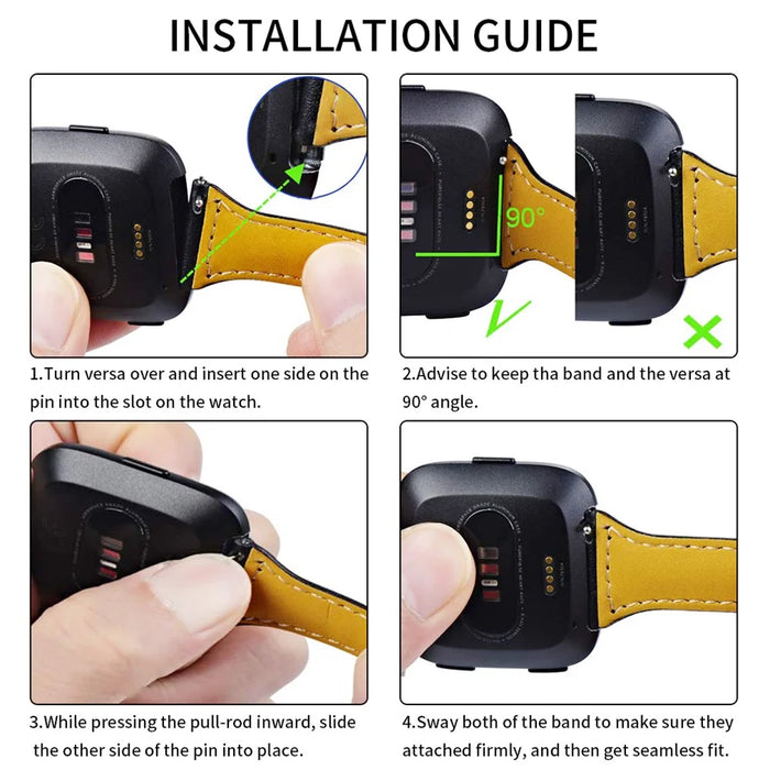 For Fitbit Versa 2/Versa/Versa Lite/Versa SE Stylish Cowhide Genuine Leather Replacement Smart Watch Strap - White - 7