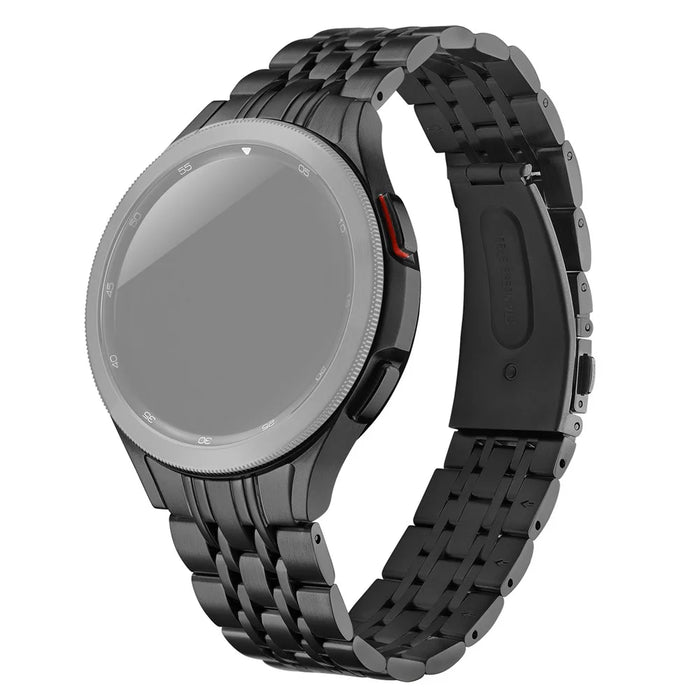 For Samsung Galaxy Watch6 40mm 44mm / Watch6 Classic 43mm 47mm / Watch 5 40mm 44mm / 5 Pro 45mm / Watch4 40mm 44mm 7-Beads Stylish Stainless Steel Watch Band Replacement Strap - Black - 1