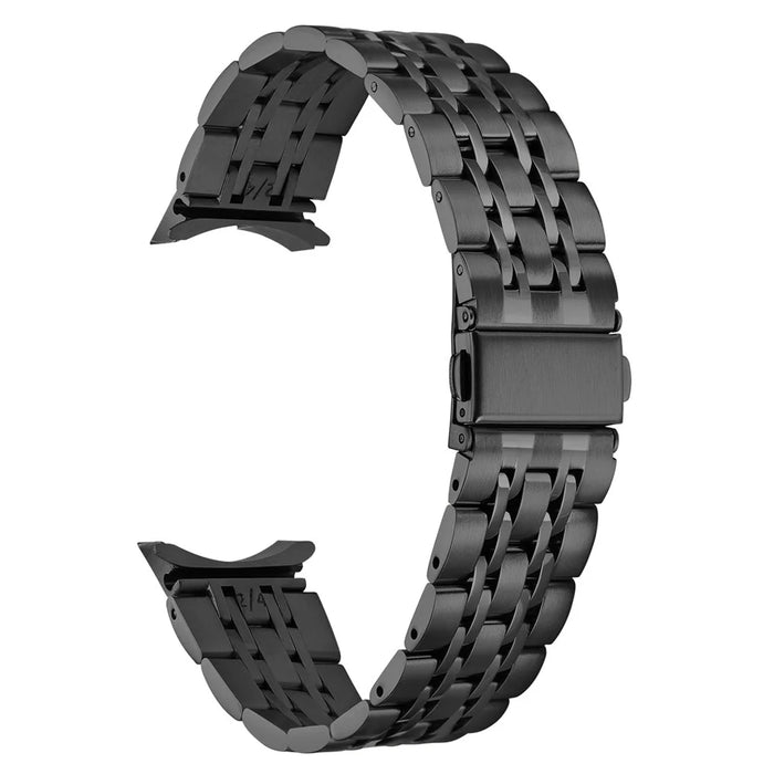 For Samsung Galaxy Watch6 40mm 44mm / Watch6 Classic 43mm 47mm / Watch 5 40mm 44mm / 5 Pro 45mm / Watch4 40mm 44mm 7-Beads Stylish Stainless Steel Watch Band Replacement Strap - Black - 2