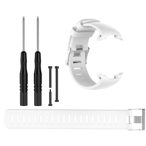 For Suunto D4/D4i/D4i Novo Diving Watch Replacement Strap Silicone Adjustable Wrist Band with Tools - White - 1