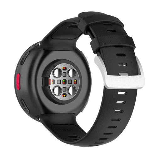 For Polar Vantage V2 Solid Color Silicone Smart Watch Strap Replacement Wrist Band - Black - 1