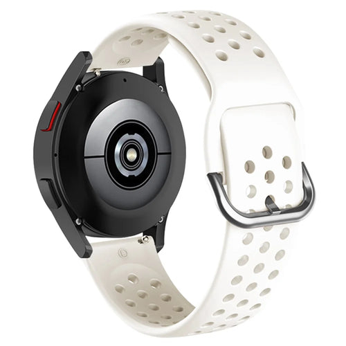 20mm Universal Round Holes Breathable Silicone Smart Watch Strap Replacement Wrist Band - White - 1