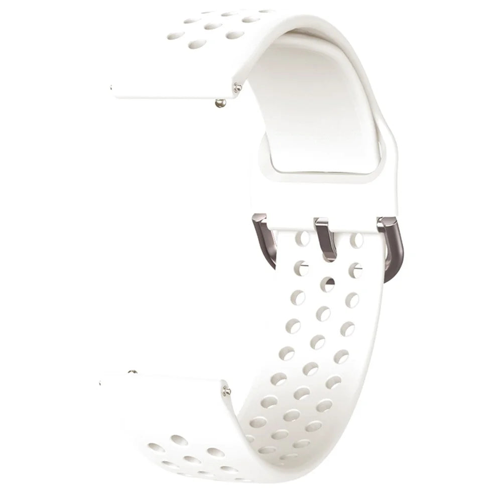 20mm Universal Round Holes Breathable Silicone Smart Watch Strap Replacement Wrist Band - White - 3