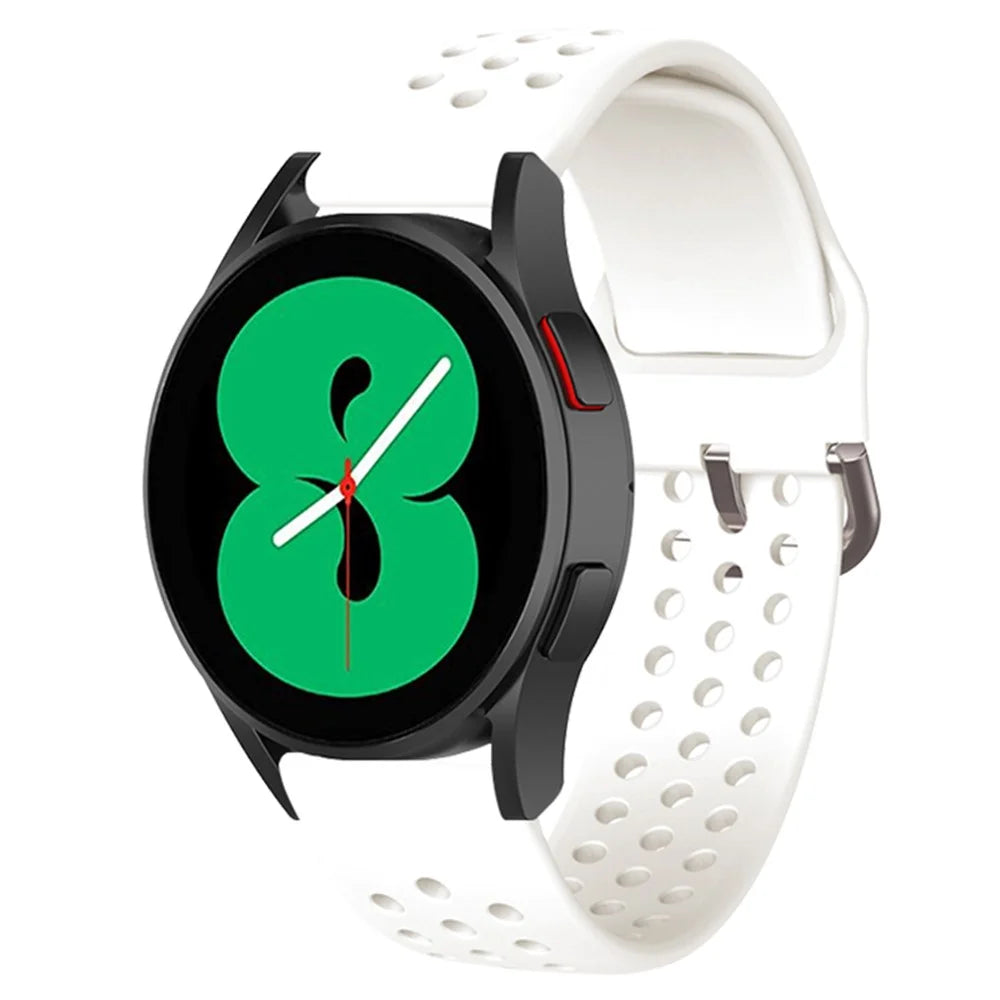 20mm Universal Round Holes Breathable Silicone Smart Watch Strap Replacement Wrist Band - White - 5