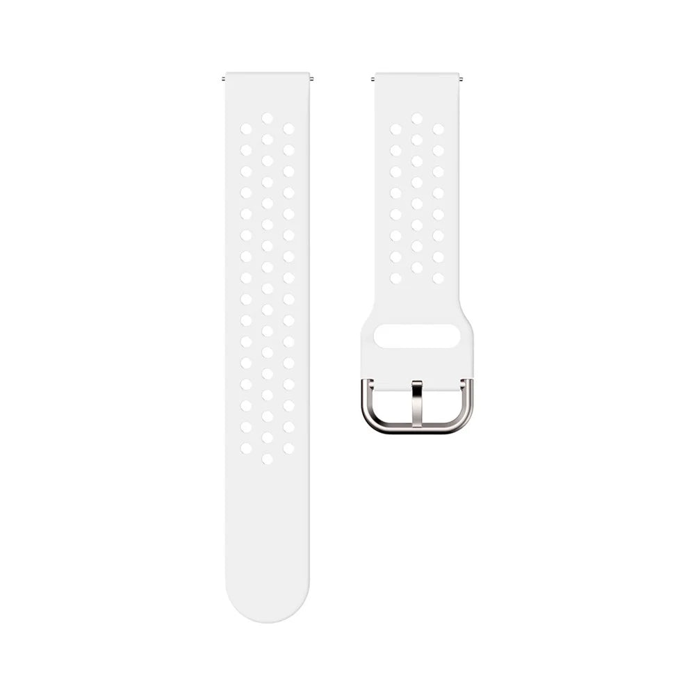 20mm Universal Round Holes Breathable Silicone Smart Watch Strap Replacement Wrist Band - White - 6
