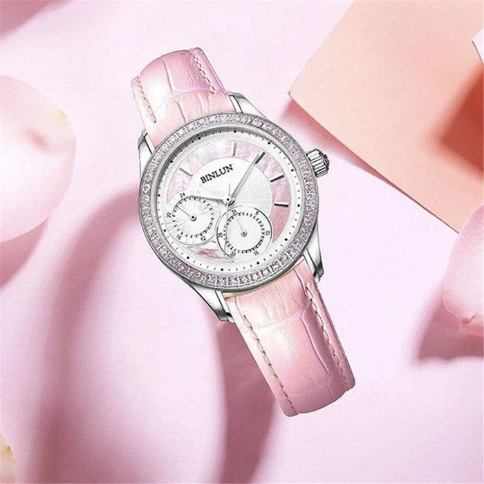 For TicWatch Pro/GTX 22mm Crocodile Texture Cowhide Genuine Leather Strap Replacement Wrist Band - Pink - 5