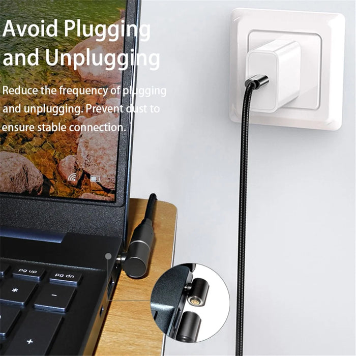 USB-C to Square Plug for Lenovo/IBM/ThinkPad Laptop, 1.8m PD 100W Magnetic Absorption DC Cable E-Mark Chip Notebook Adapter Fast Charging - 6