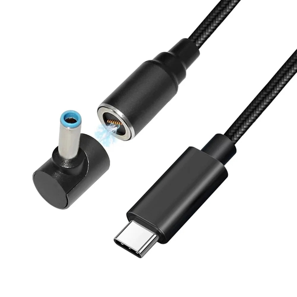 1.8m 100W USB C Type C PD DC Power Adapter Converter for HP Laptop Charging 4.5x3.0mm Magnetic USB C Connector Cable - 1