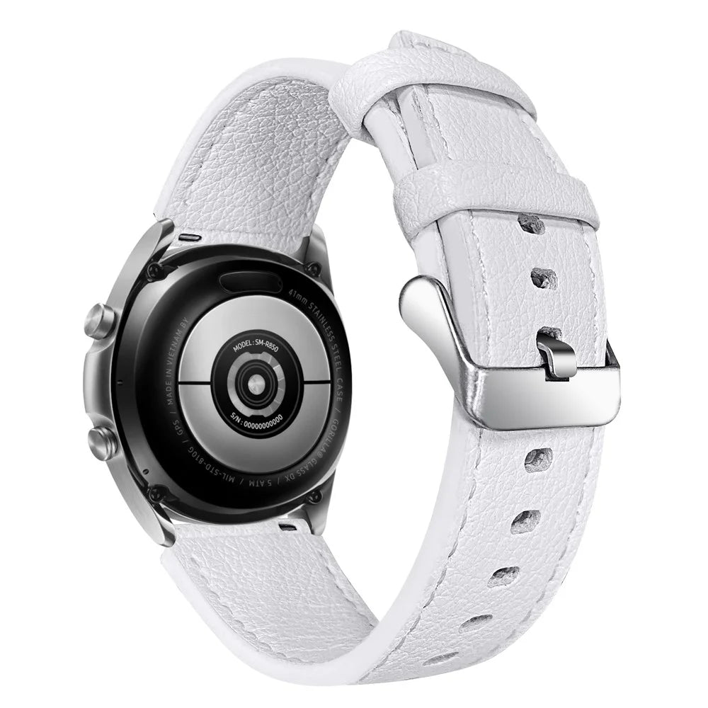 For Xiaomi Mi Watch Color Replacement Strap Double-sided Textured Top Layer Cowhide Leather Wrist Band - White - 1