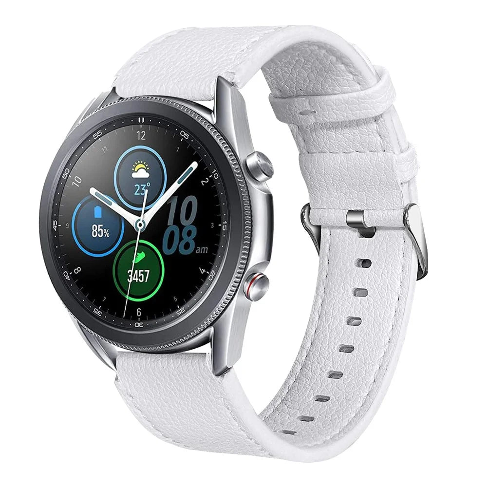 For Xiaomi Mi Watch Color Replacement Strap Double-sided Textured Top Layer Cowhide Leather Wrist Band - White - 2