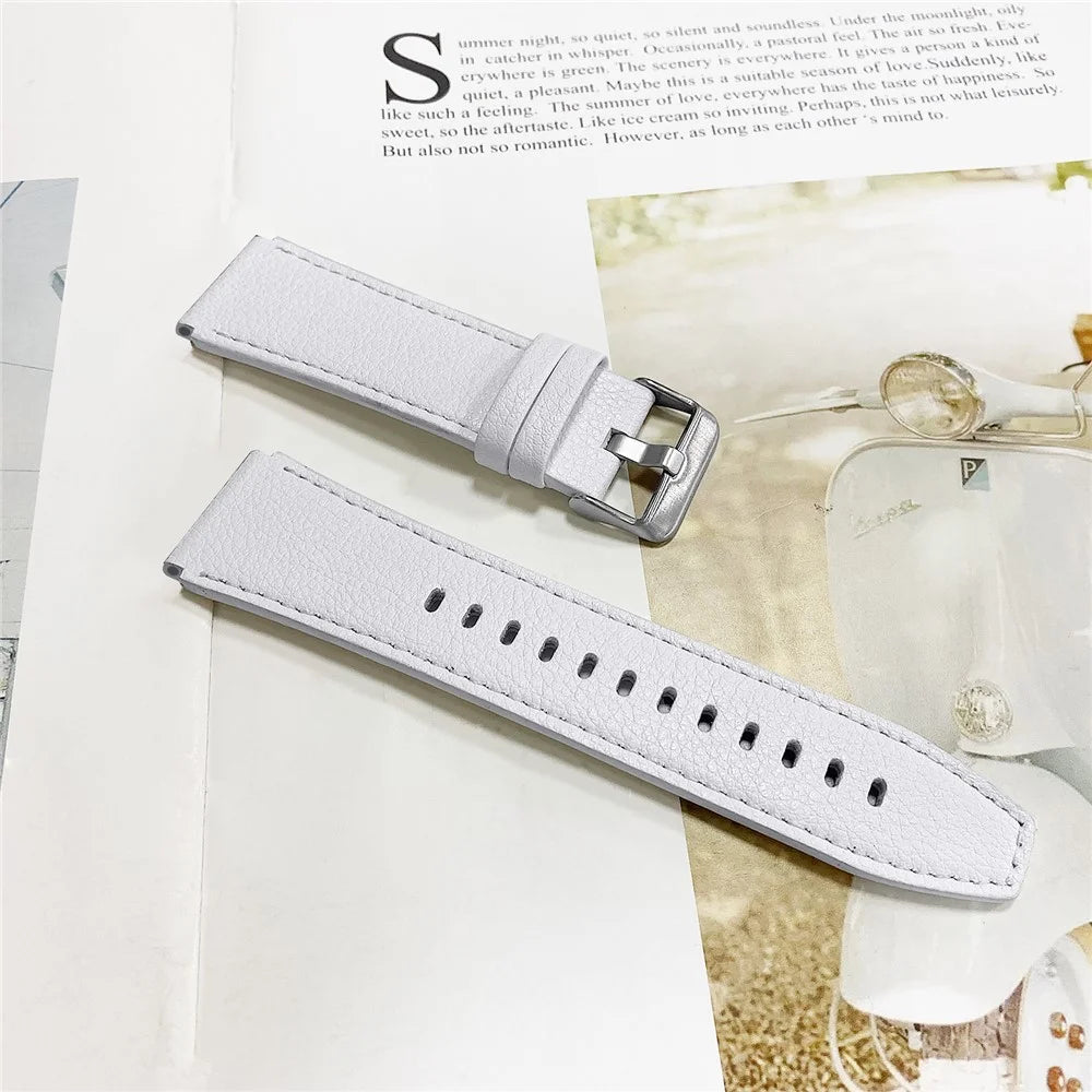 For Xiaomi Mi Watch Color Replacement Strap Double-sided Textured Top Layer Cowhide Leather Wrist Band - White - 3