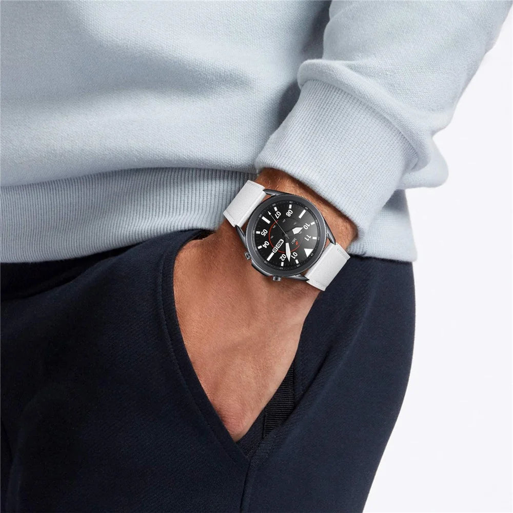 For Xiaomi Mi Watch Color Replacement Strap Double-sided Textured Top Layer Cowhide Leather Wrist Band - White - 4
